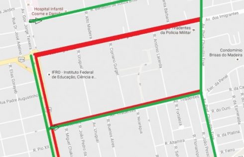 As faixas em vermelho terão o trânsito bloqueado a partir das 15h do dia 7 de setembro; faixas verdes farão o desvio alternativo do fluxo